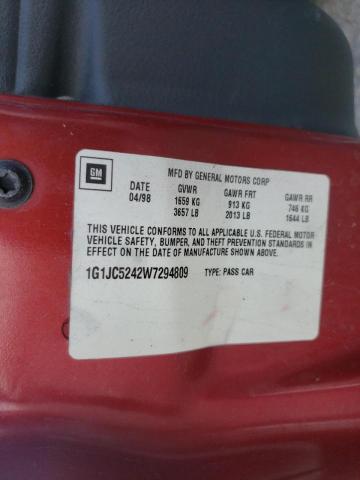 Photo 10 from auction – 1998 CHEVROLET CAVALIER with VIN 1G1JC5242W7294809