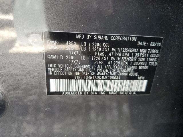 Photo 10 from auction – 2021 SUBARU OUTBACK PR with VIN 4S4BTADC4M3108034