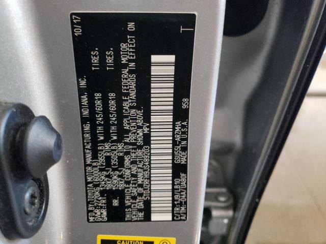 Photo 10 from auction – 2018 TOYOTA HIGHLANDER with VIN 5TDJZRFH9JS489203