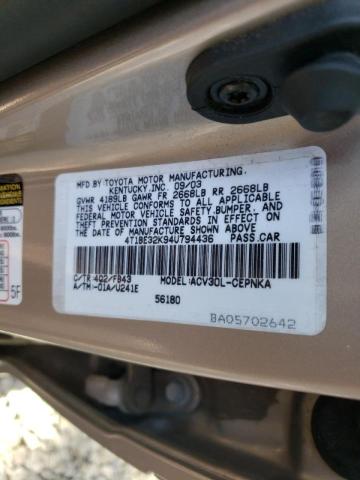 Photo 10 from auction – 2004 TOYOTA CAMRY LE with VIN 4T1BE32K94U794436