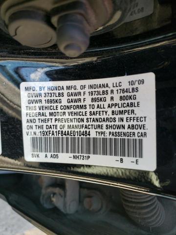 Photo 10 from auction – 2010 HONDA CIVIC EX with VIN 19XFA1F84AE010484