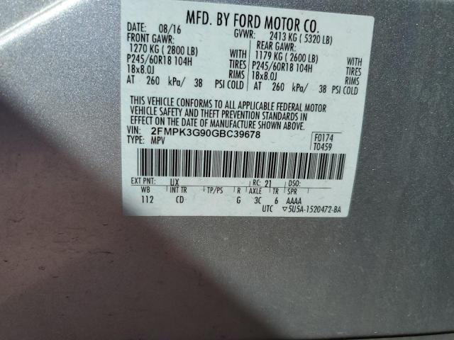 Photo 10 from auction – 2016 FORD EDGE SE with VIN 2FMPK3G90GBC39678
