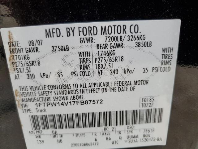 Photo 10 from auction – 2007 FORD F150 SUPER with VIN 1FTPW14V17FB87572