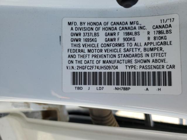 Photo 10 from auction – 2018 HONDA CIVIC EX with VIN 2HGFC2F74JH509704