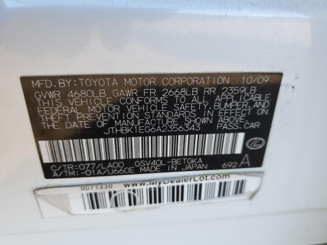 Photo 10 from auction – 2010 LEXUS ES 350 with VIN JTHBK1EG6A2356343