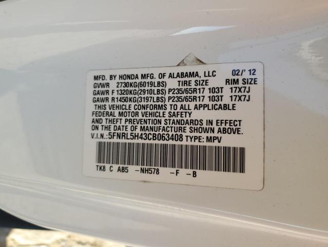 Photo 10 from auction – 2012 HONDA ODYSSEY EX with VIN 5FNRL5H43CB063408