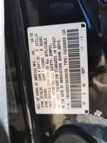 Photo 10 from auction – 2006 ACURA 3.2TL with VIN 19UUA66216A058374