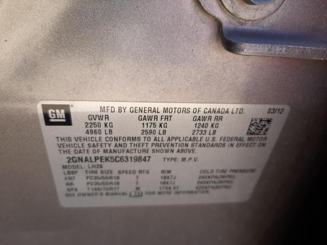 Photo 10 from auction – 2012 CHEVROLET EQUINOX LT with VIN 2GNALPEK5C6319847