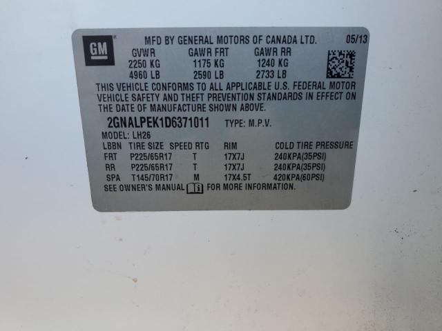 Photo 10 from auction – 2013 CHEVROLET EQUINOX LT with VIN 2GNALPEK1D6371011