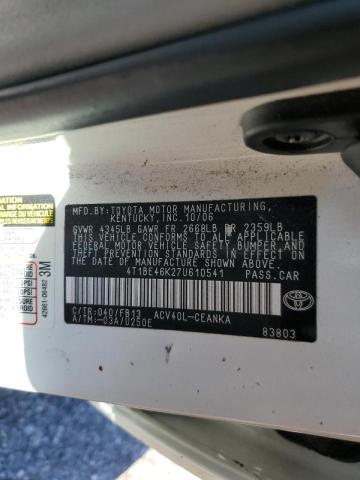 Photo 10 from auction – 2007 TOYOTA CAMRY CE with VIN 4T1BE46K27U610541