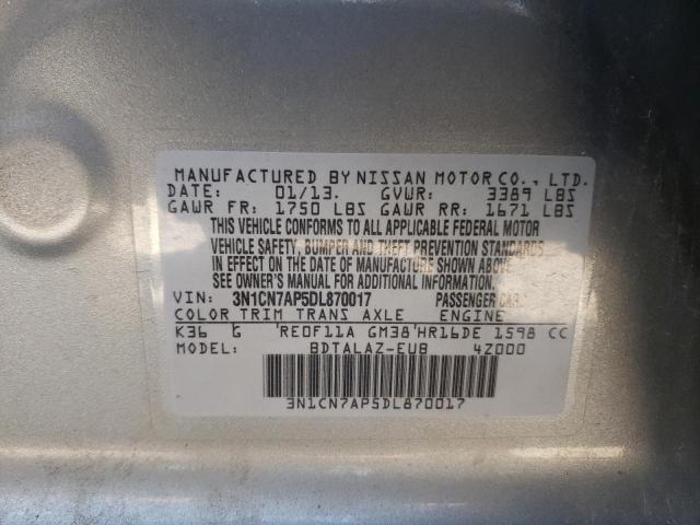 Photo 10 from auction – 2013 NISSAN VERSA S with VIN 3N1CN7AP5DL870017