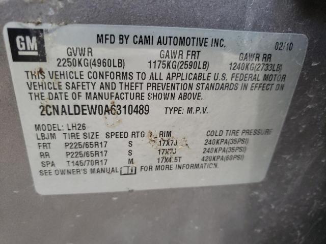 Photo 10 from auction – 2010 CHEVROLET EQUINOX LT with VIN 2CNALDEW0A6310489