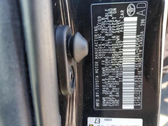 Photo 10 from auction – 2009 TOYOTA COROLLA BA with VIN 2T1BU40E89C182162