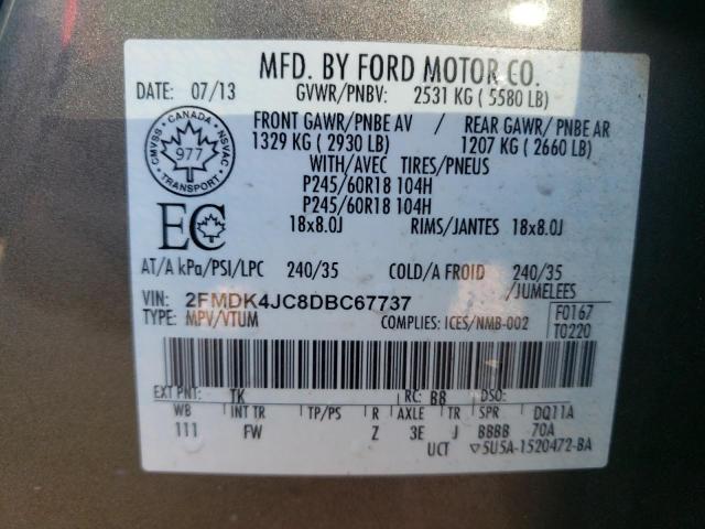 Photo 10 from auction – 2013 FORD EDGE SEL with VIN 2FMDK4JC8DBC67737