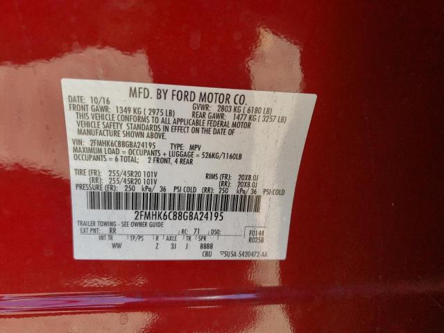 Photo 10 from auction – 2016 FORD FLEX SEL with VIN 2FMHK6C88GBA24195