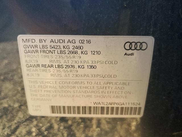 Photo 10 from auction – 2016 AUDI Q5 PREMIUM with VIN WA1L2AFP6GA111524