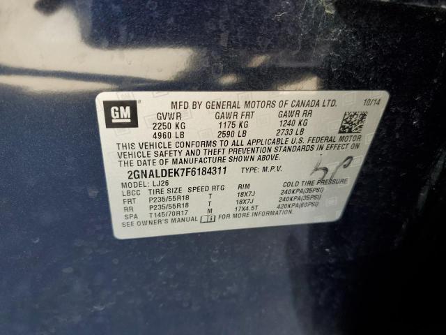 Photo 10 from auction – 2015 CHEVROLET EQUINOX LT with VIN 2GNALDEK7F6184311