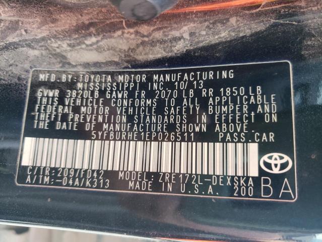 Photo 10 from auction – 2014 TOYOTA COROLLA L with VIN 5YFBURHE1EP026511