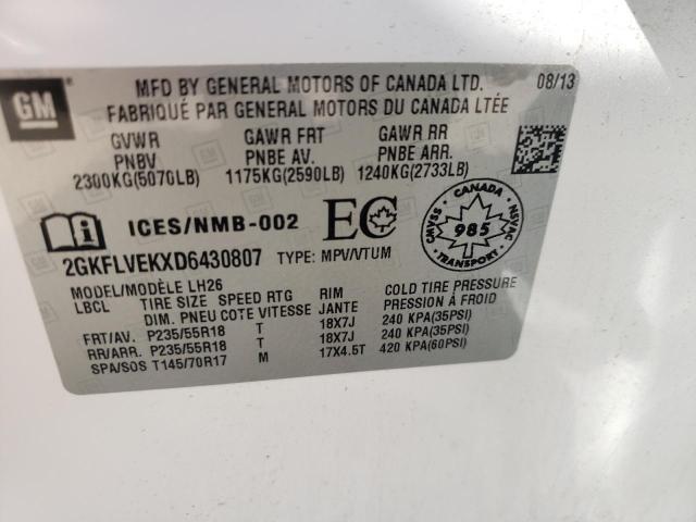 Photo 10 from auction – 2013 GMC TERRAIN SL with VIN 2GKFLVEKXD6430807