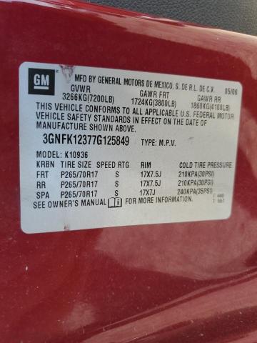 Photo 10 from auction – 2007 CHEVROLET AVALANCHE with VIN 3GNFK12377G125849