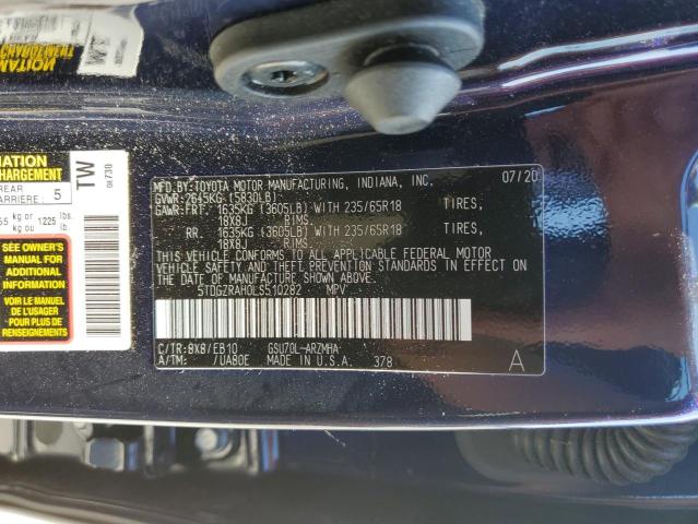 Photo 10 from auction – 2020 TOYOTA HIGHLANDER with VIN 5TDGZRAH0LS510282