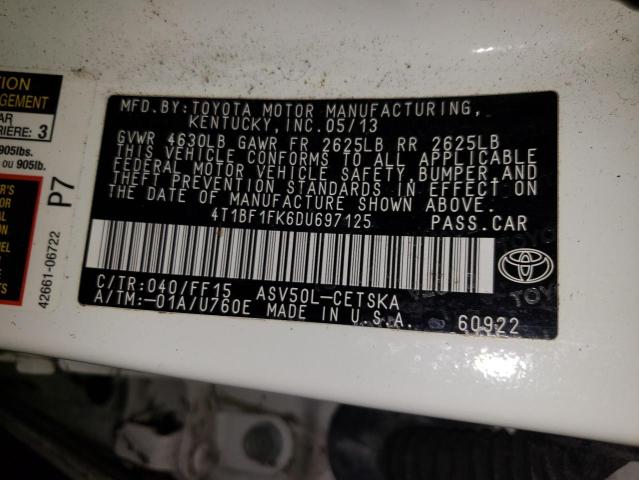Photo 10 from auction – 2013 TOYOTA CAMRY L with VIN 4T1BF1FK6DU697125