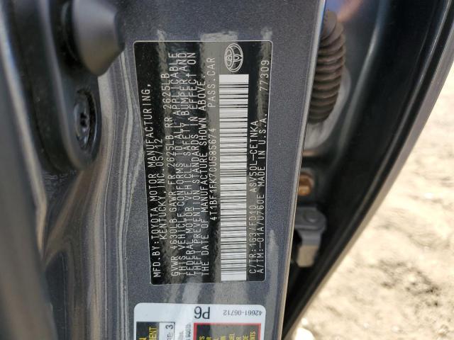 Photo 10 from auction – 2012 TOYOTA CAMRY BASE with VIN 4T1BF1FK7CU585674