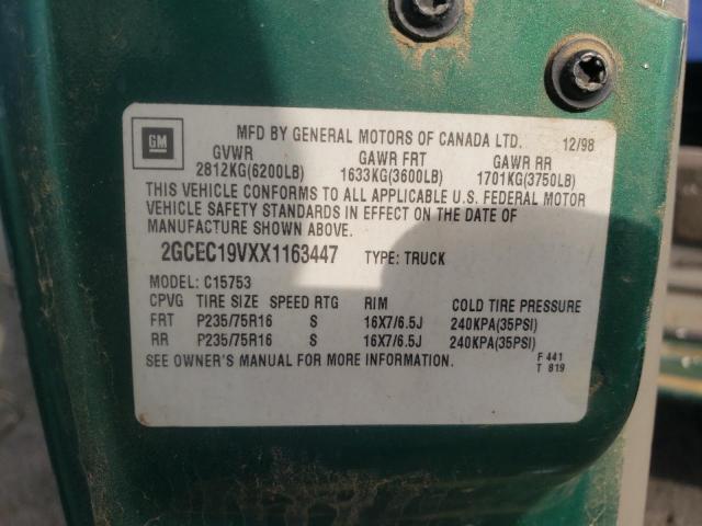 Photo 10 from auction – 1999 CHEVROLET SILVERADO with VIN 2GCEC19VXX1163447