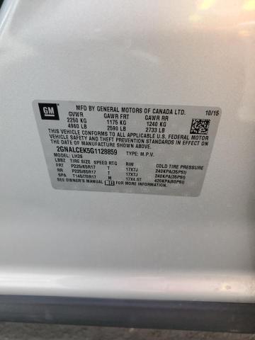 Photo 10 from auction – 2016 CHEVROLET EQUINOX LT with VIN 2GNALCEK5G1128859