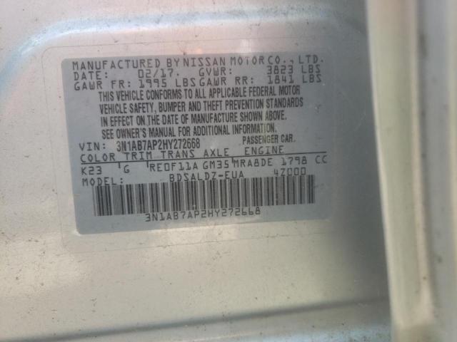 Photo 10 from auction – 2017 NISSAN SENTRA S with VIN 3N1AB7AP2HY272668