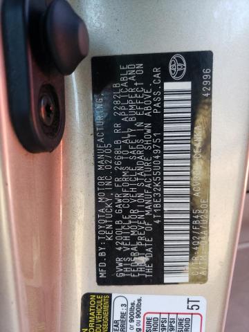 Photo 10 from auction – 2005 TOYOTA CAMRY with VIN 4T1BE32K55U049751