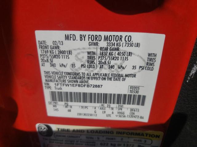 Photo 10 from auction – 2013 FORD F150 SUPER with VIN 1FTFW1EF8DFB72887