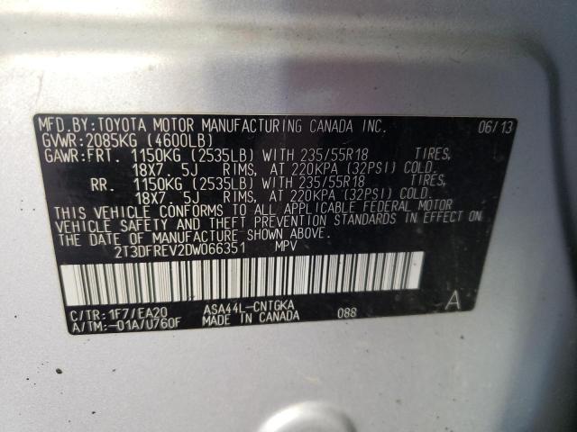 Photo 10 from auction – 2013 TOYOTA RAV4 LIMIT with VIN 2T3DFREV2DW066351
