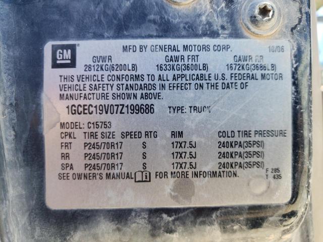 Photo 10 from auction – 2007 CHEVROLET SILVERADO with VIN 1GCEC19V07Z199686