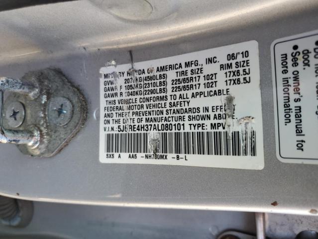 Photo 10 from auction – 2010 HONDA CR-V with VIN 5J6RE4H37AL080101