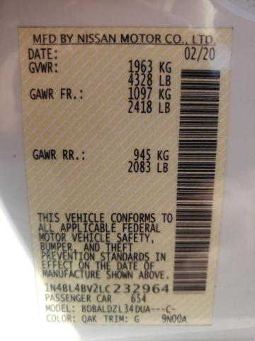 Photo 10 from auction – 2020 NISSAN ALTIMA S with VIN 1N4BL4BV2LC232964