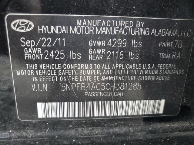 Photo 10 from auction – 2012 HYUNDAI SONATA GLS with VIN 5NPEB4AC5CH381285
