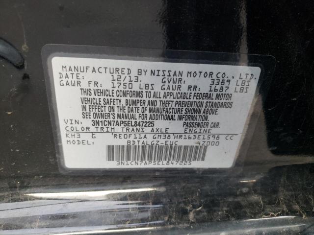 Photo 10 from auction – 2014 NISSAN VERSA S with VIN 3N1CN7AP5EL847225