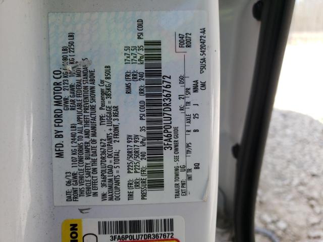 Photo 10 from auction – 2013 FORD FUSION with VIN 3FA6P0LU7DR367672