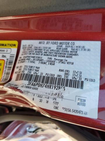 Photo 10 from auction – 2017 FORD FUSION SE with VIN 3FA6P0H74HR192855