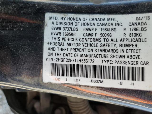 Photo 10 from auction – 2018 HONDA CIVIC EX with VIN 2HGFC2F71JH556172