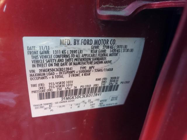 Photo 10 from auction – 2012 FORD FLEX LIMIT with VIN 2FMGK5DC3CBD12841