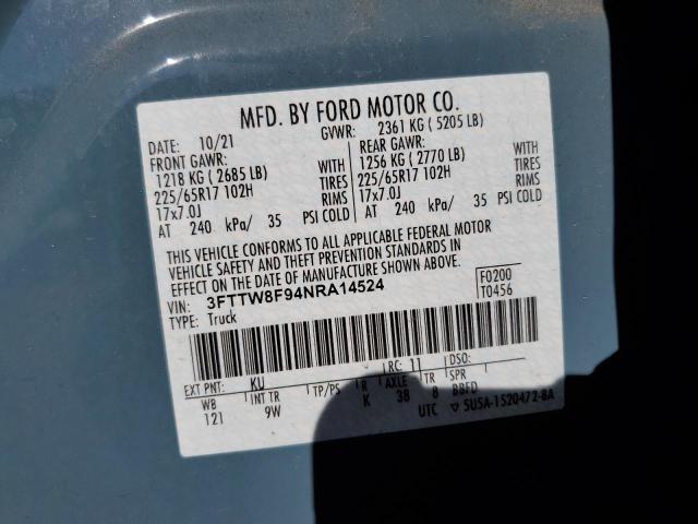Photo 10 from auction – 2022 FORD MAVERICK X with VIN 3FTTW8F94NRA14524