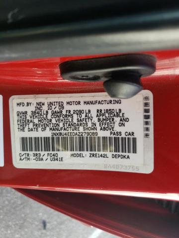 Photo 10 from auction – 2010 TOYOTA COROLLA BA with VIN 1NXBU4EE0AZ279089