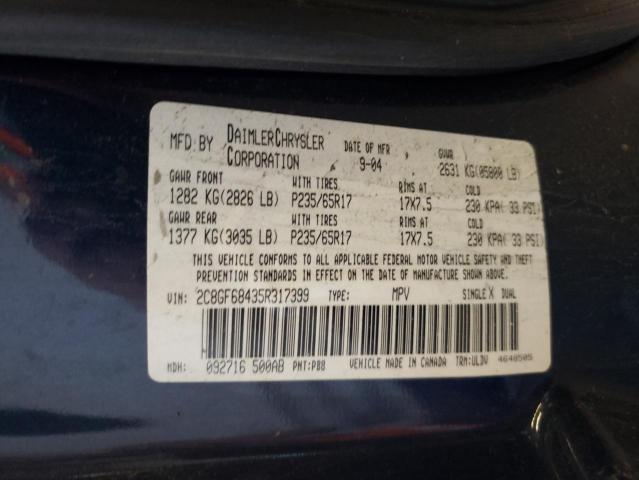 Photo 10 from auction – 2005 CHRYSLER PACIFICA T with VIN 2C8GF68435R317399