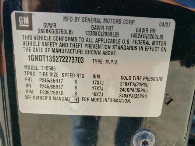 Photo 10 from auction – 2007 CHEVROLET TRAILBLAZE with VIN 1GNDT13S272273703