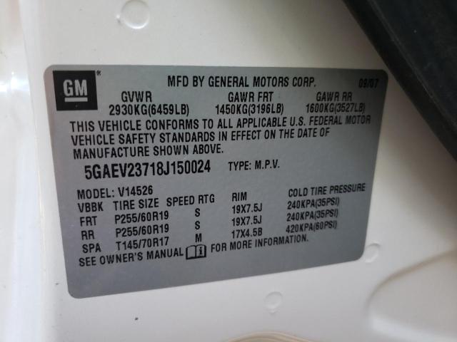 Photo 10 from auction – 2008 BUICK ENCLAVE CX with VIN 5GAEV23718J150024