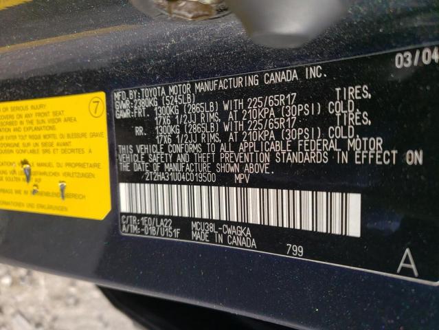 Photo 10 from auction – 2004 LEXUS RX 330 with VIN 2T2HA31U04C019500