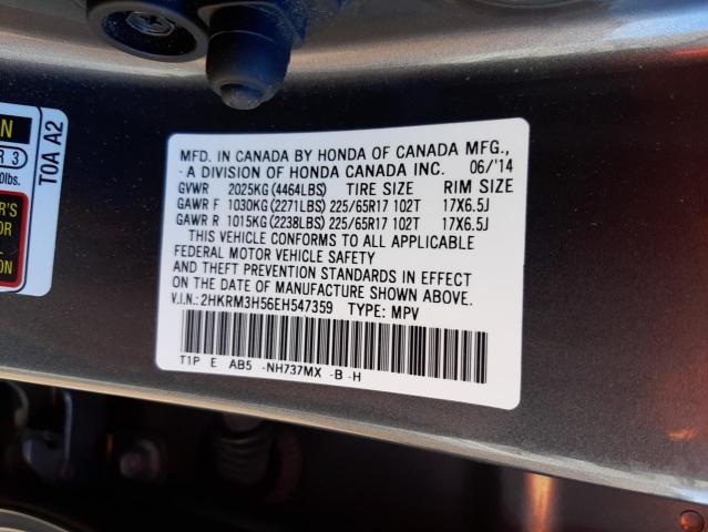 Photo 10 from auction – 2014 HONDA CR-V EX with VIN 2HKRM3H56EH547359