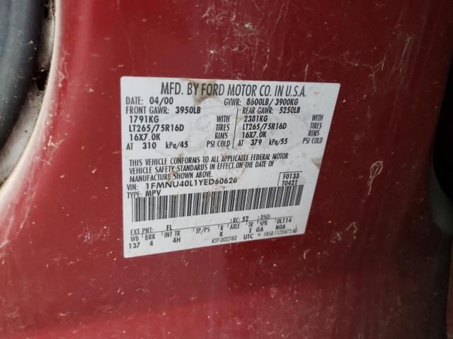 Photo 10 from auction – 2000 FORD EXCURSION with VIN 1FMNU40L1YED60626